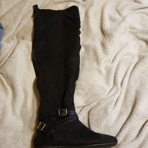 wide calf pull on over the knee boots